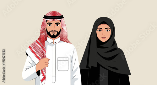 Man and Woman in Traditional Middle Eastern Attire.