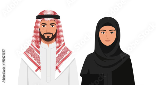 Man and Woman in Traditional Middle Eastern Attire.
