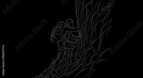 Man climbing a tree with a backpack on his back.