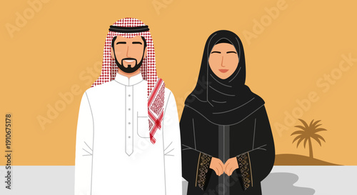 Middle Eastern Couple Traditional Attire.
