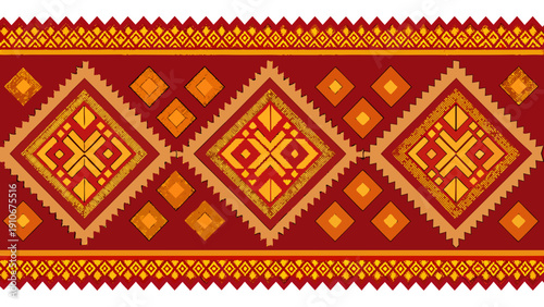 Traditional Ethnic Geometric Pattern, Thai or Southeast Asian Style Textile.