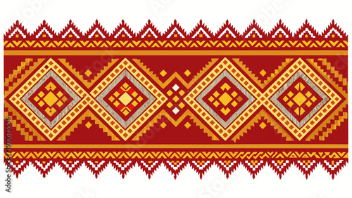 Traditional Ethnic Geometric Pattern, Thai or Southeast Asian Style Textile.