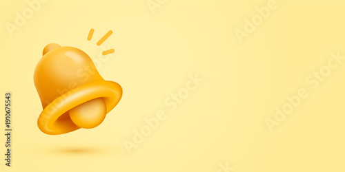 3D Illustration Rining Bell With Copy Space For Advertising