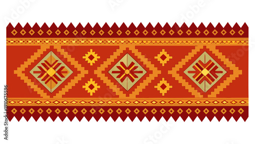 Traditional Ethnic Geometric Pattern, Thai or Southeast Asian Style Textile.