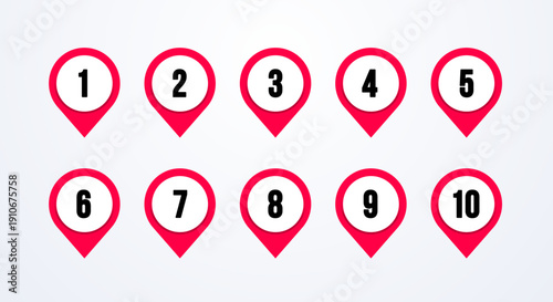 Pin Set With Numbers One To Ten