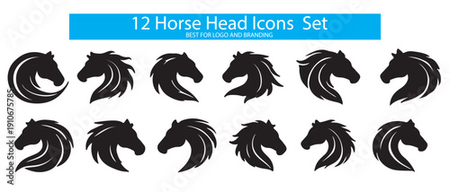 Premium Horse Head Logo Bundle – Black Silhouette Designs – Equestrian, Ranch, Racing, Luxury Brand Identity Vector.