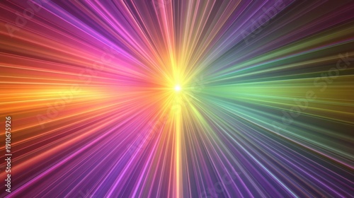 An explosion of vibrant spectral light radiating outwards from a central bright core, creating a stunning visual display of color and energy.