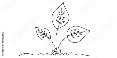 Minimalist continuous line drawing of a frog sitting near a patch of grass on a white background Vector, illustration