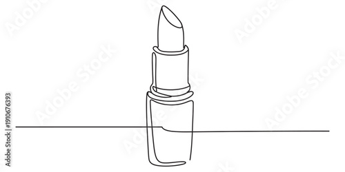 Continuous one line drawing of a lipstick tube on a white background for beauty concept Vector, illustration
