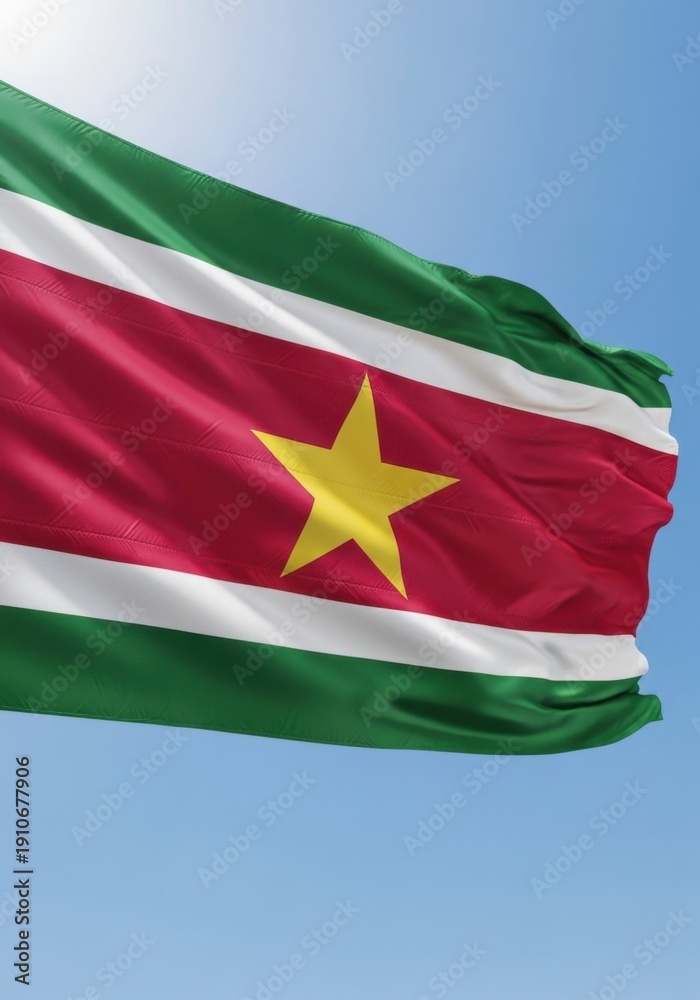 Obraz premium Suriname Flag with Golden Star
