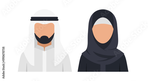 Middle Eastern man and woman in traditional clothing.
