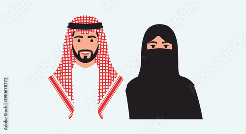 Middle Eastern man and woman in traditional clothing.