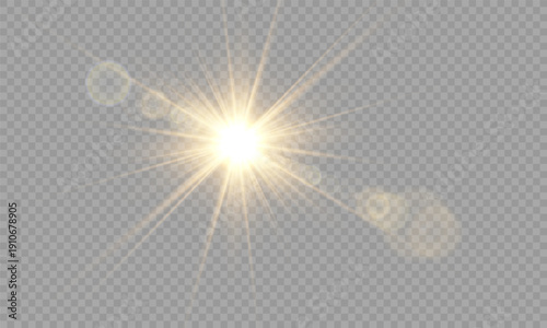 Vector transparent lens flare with sunlight light effect. Transparent PNG illustration