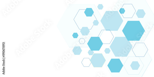 Modern Blue Geometric Hexagon Pattern Background for Medical and Science Presentation Slide