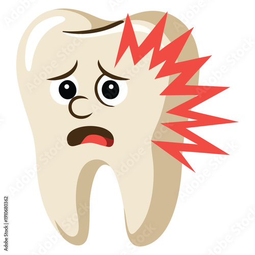 Unhealthy tooth character hand drawn illustration ideal for dental awareness oral hygiene education and medical themed cartoon design visuals