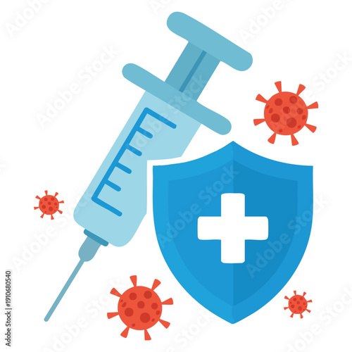 Vaccination icon flat vector illustration representing healthcare immunity prevention medical protection public health and safety concept