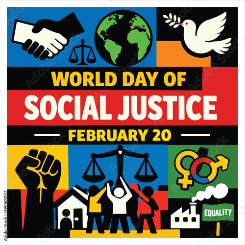 World Day of Social Justice Flyer Promoting Equality, Human Rights and Inclusion