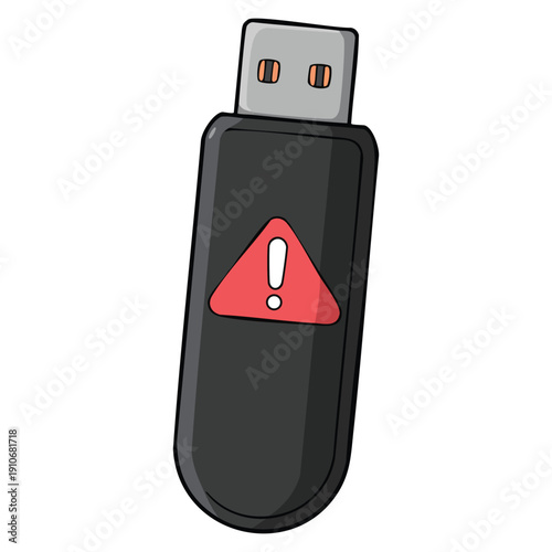 Vector icon of fraud usb flash in flat illustration style isolated on white background ideal for cybersecurity data protection and risk awareness