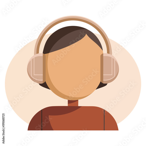 Vector icon of headphones audio book in flat illustration style ideal for people training digital education learning audiobook and study related designs