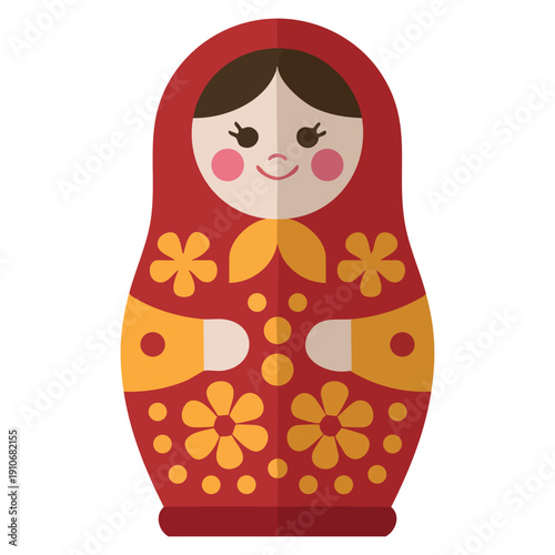 Vector icon of woman nesting doll in flat illustration style for web design ideal for cultural symbolism motherhood identity and decorative interface elements