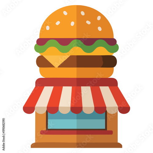 Vector illustration burger shop flat clipart perfect for fast food branding restaurant menu cafe signage and food business themed artwork