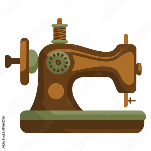 Vector illustration in paper sticker style retro sewing machine icon suitable for tailoring fashion craft handmade sewing themed graphic designs