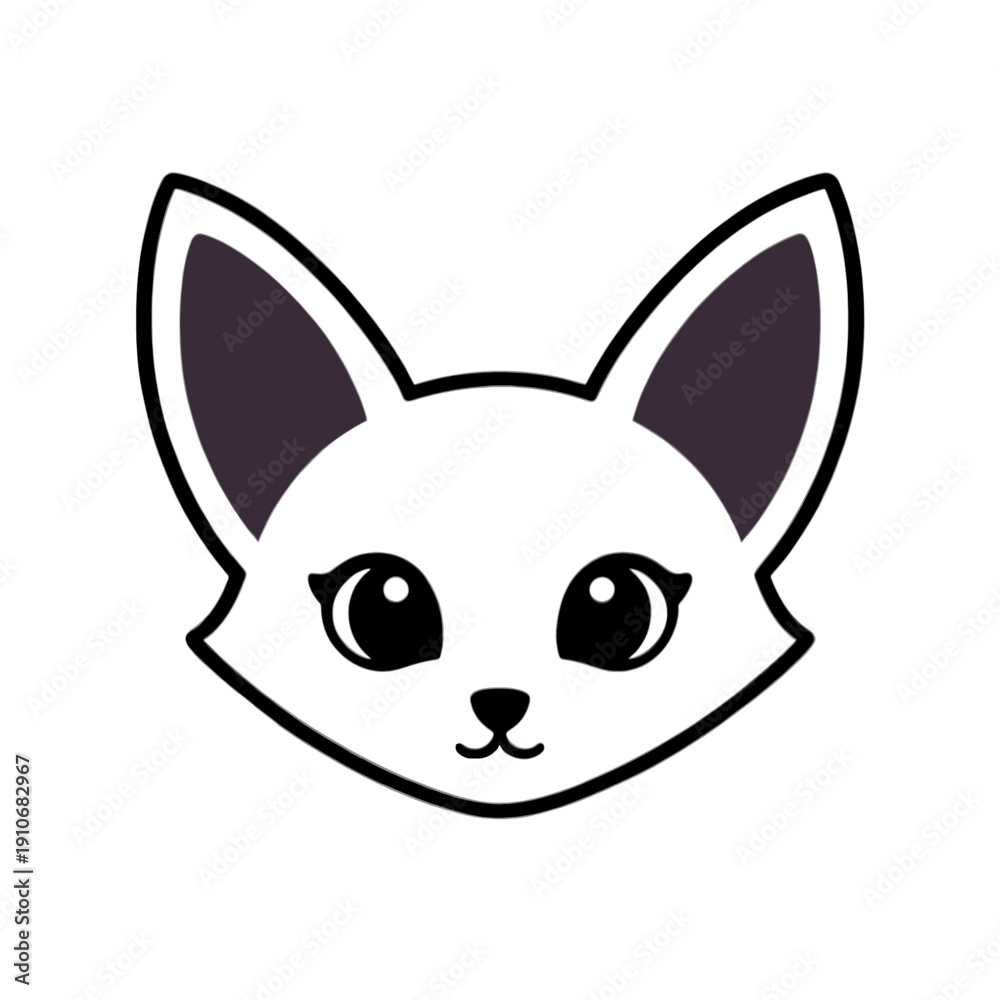 Fototapeta premium Cute Cat Face Line Icon
