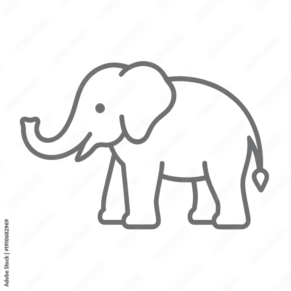 Fototapeta premium Cute Elephant Line Icon