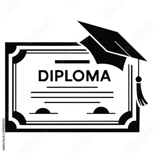 Vector illustration of academic graduation icon with book study and work test concept perfect for education learning assessment academic success and school achievement themed graphics