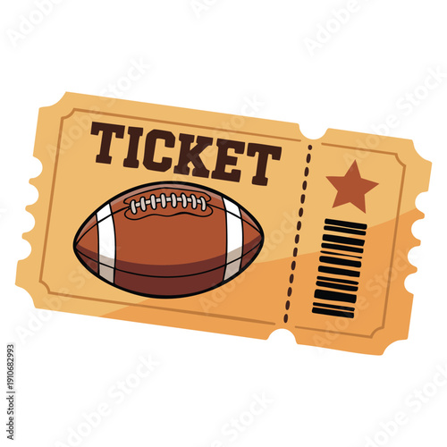 Vector illustration of American football ticket isolated clean sports graphic perfect for event admission fan culture and stadium visuals