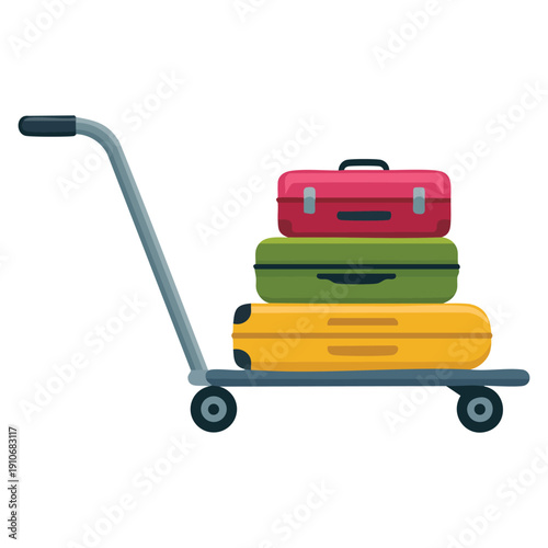Vector illustration of baggage cart icon in flat style showing ground support cargo truck isolated for airport transport logistics travel handling and service design use
