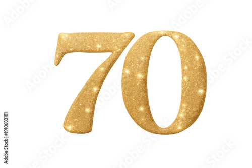 Golden glitter number 70 celebrating anniversary birthday