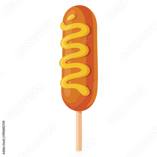 Vector illustration of corn dog isolated object ideal for fast food snack fair cuisine menu visuals and food advertising designs