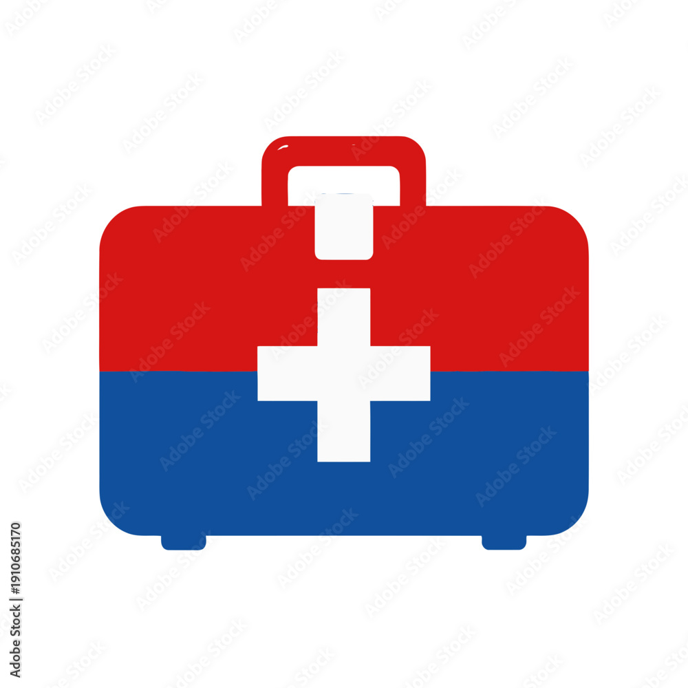 Obraz premium Red And Blue First Aid Kit Vector Icon