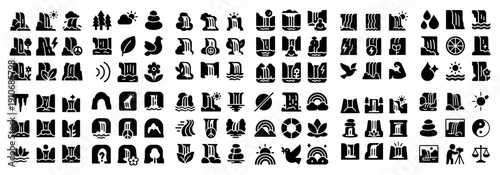 Waterfall icons set for nature designs