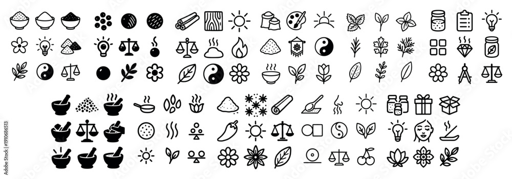 Fototapeta premium Holistic wellness icon set