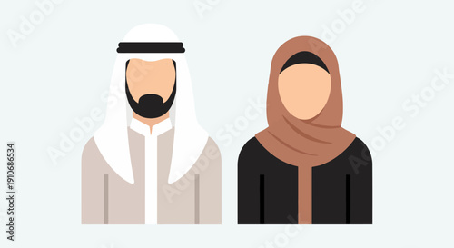 Middle Eastern man and woman in traditional clothing.