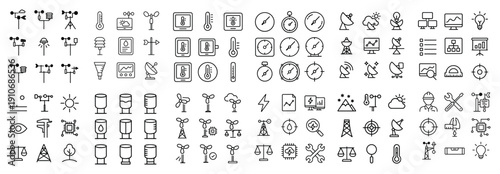 Weather and climate outline icon set