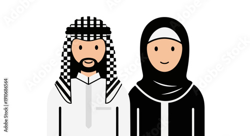 Middle Eastern Man and Woman in Traditional Clothing.