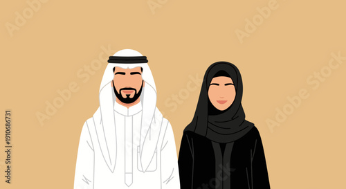 Middle Eastern Man and Woman Standing Together.