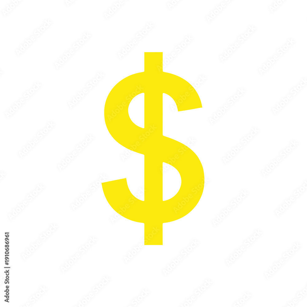 Fototapeta premium Yellow Dollar Sign Vector Icon