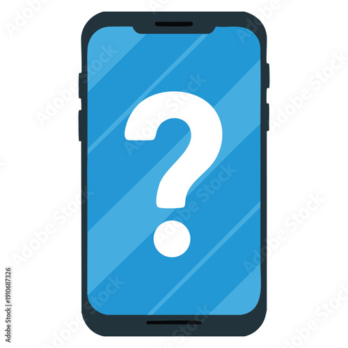 Vector illustration of smartphone with question mark isolated suitable for mobile help support technology issue troubleshooting and digital question concept visuals