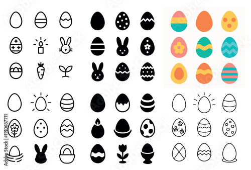 Easter egg and bunny icon collection