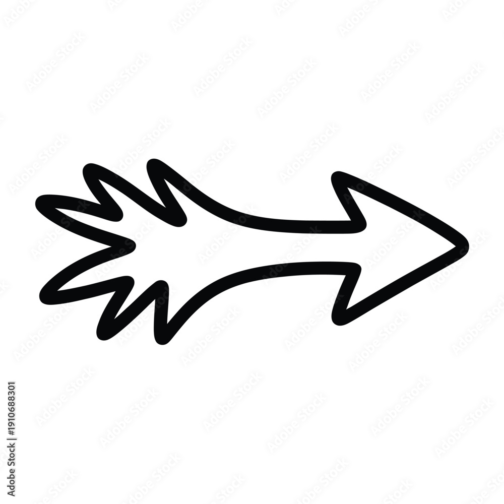 Obraz premium A simple hand drawn black arrow pointing to the right