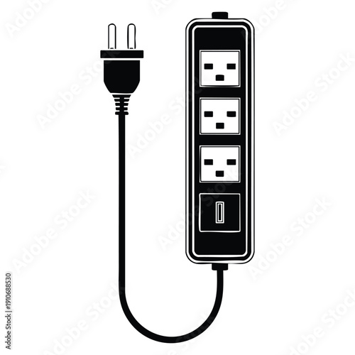 Vector isolated extension cord icon illustration perfect for electricity power cable home tools safety equipment and electrical supply graphic concepts