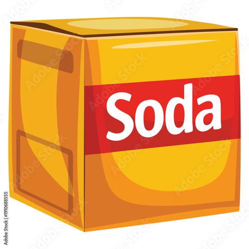 Vector isolated illustration of a box of baking soda ideal for kitchen ingredient concepts household cleaning visuals food packaging design and domestic product branding use