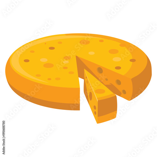 Vector isolated illustration of cheese wheel suitable for dairy food ingredient gourmet cooking and restaurant graphics
