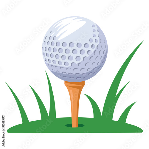 Vector isolated illustration of golf ball on a tee suitable for golfing sports equipment training competition recreation and outdoor leisure visuals