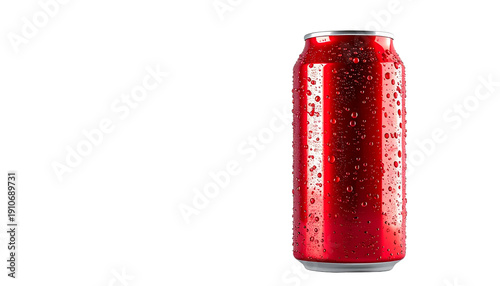 Red soda can isolated on transparent background, high-quality PNG showing aluminum beverage can, perfect for soft drink branding, refreshment ads, and packaging designs.