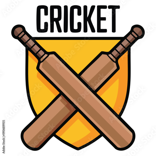Vector logo of cricket crossed bats in flat illustration style isolated on white background suitable for web design sports branding and cricket event graphics